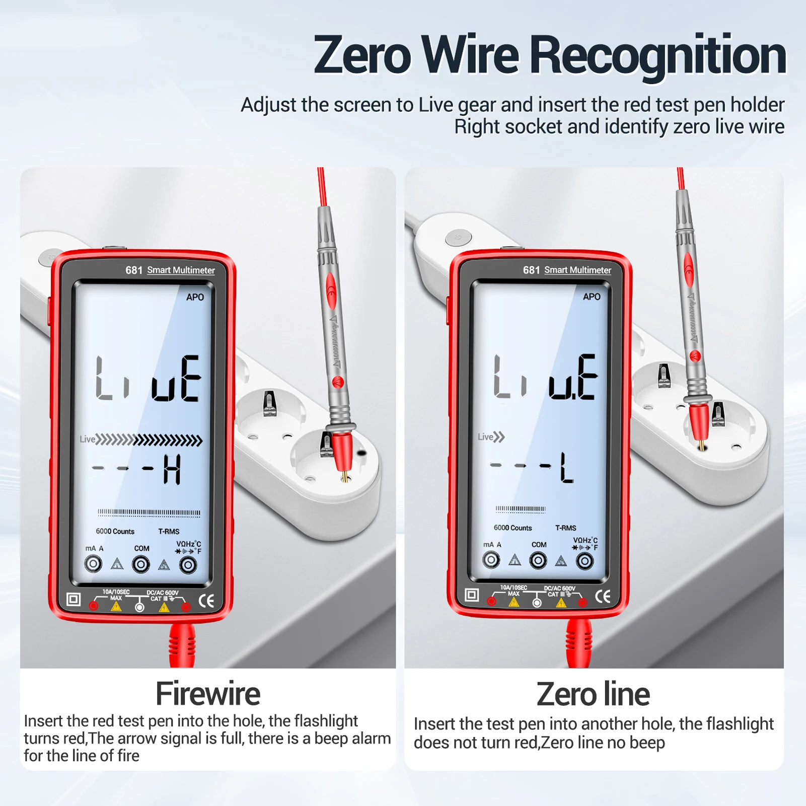ANENG 681 6000 Counts Digital Multimeter Smart Anti-burn Rechargeable Universal Meter NCV Tester 5-inch Large LCD with Backlit