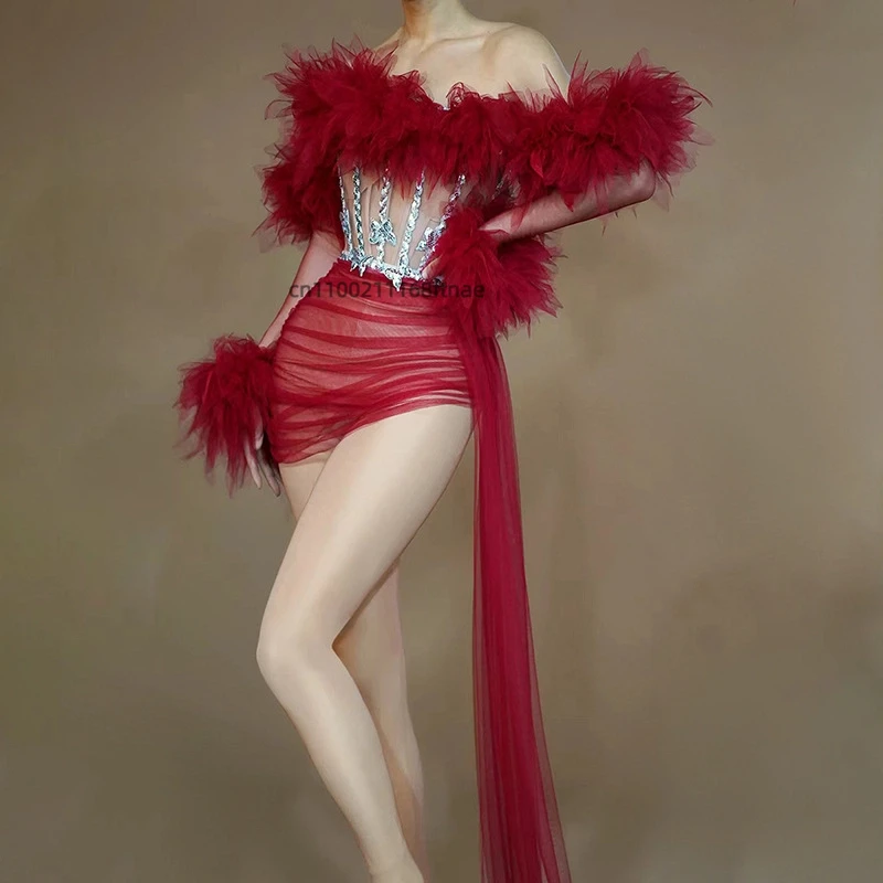 새로운 현대 무용 의상, 메쉬 퍼포먼스 드레스, 가수 모델 런웨이 쇼, 생일 파티 드레스, 무대 댄스 퍼포먼스 드레스