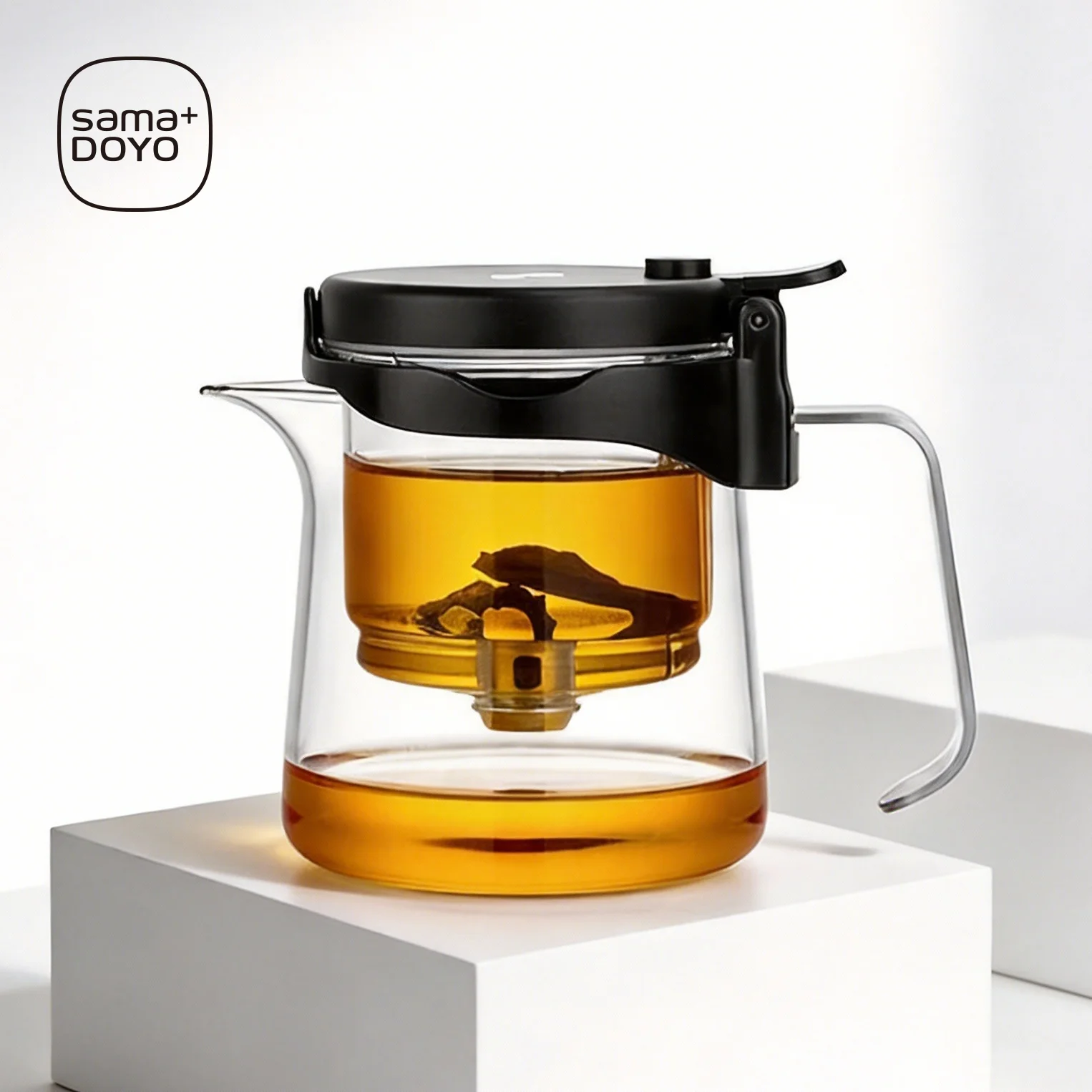 Tetera Bonston elegante con aislamiento de burbujas, tetera de vidrio resistente al calor, taza de té con filtro simple