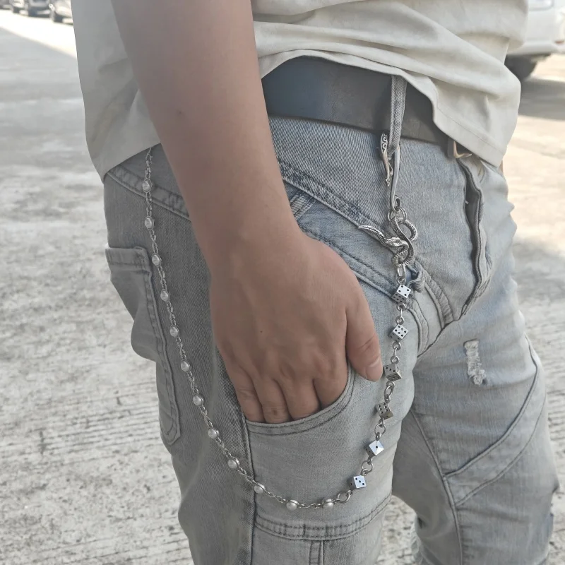 

Summer New Model Original Pearl Snake Body Pants Chain Hip Hop Punk Fashion Men And Women One's Waist Luxury Accessories