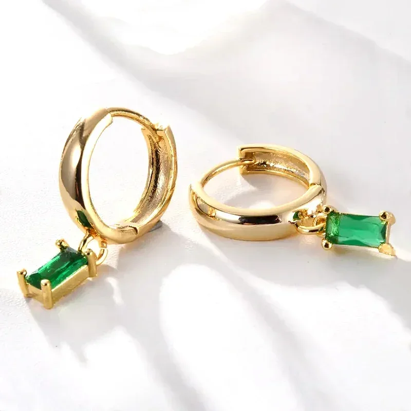 Trendy and Simple Pendant Earrings for Female Bright Green Zirconia Accessories  Engagement Statement Jewelry  Lady