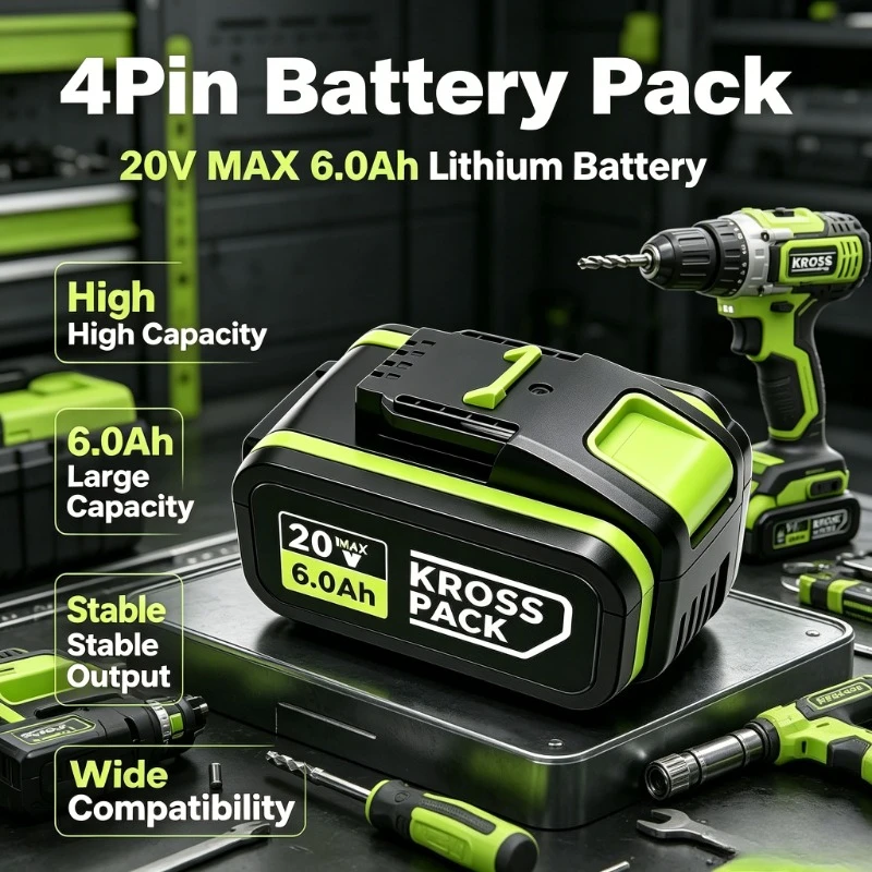 20V Max 4Pin Replacement Lithium Ion Battery 6.0Ah 8.0Ah Compatible WORX Power Share WA3551 WA3553 Cordless Drill Garden Power T