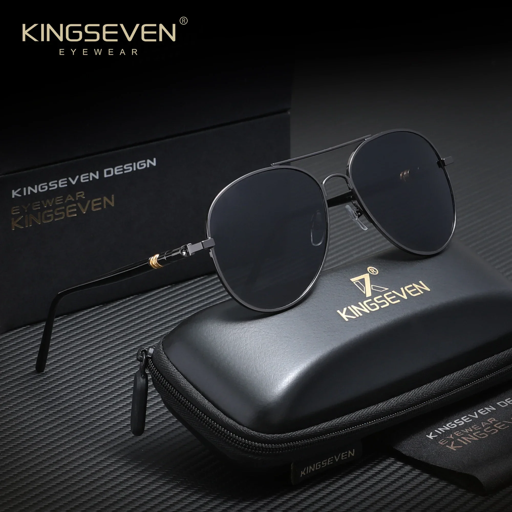 KINGSEVEN Klassische Piloten-Sonnenbrille, polarisiert, UV400, luxuriöse Vintage-Brille, großes Design, modische Outdoor-Brille