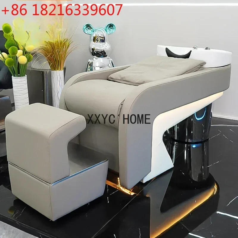 Lying Half Shampoo Chair Hair Saloon Dedicated Deepening Ceramic Basin Rubber Pillow Washing Bed