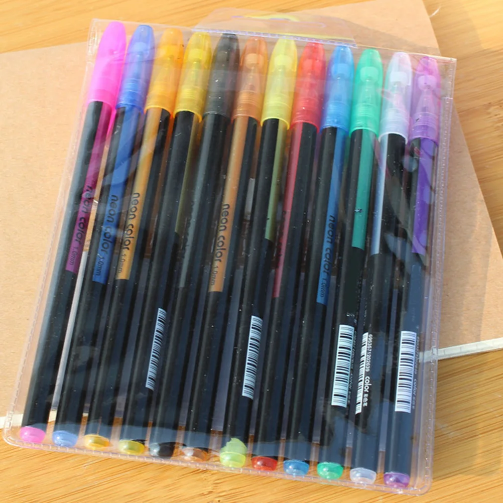 

12 Colors Gel Ink Pen 1.0mm Neon Color Pen Set Craft Drawing Painting Coloring Books Gift (Assorted Color)