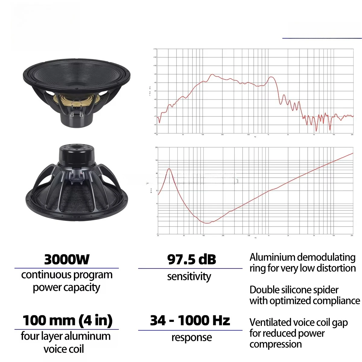 New Arrival  Subwoofer Neo 18  Inch Woofer 3000W Loudspeaker Home Theater PA Speaker 8 Ohm 18 Inch Neodymium Subwoofer