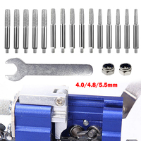 Diamond Coated Grinding Head Set for Chainsaw Sharpener 4-5.5mm Cylindrical Burr Stone Carving Tools with Wrench and Nut 6pcs