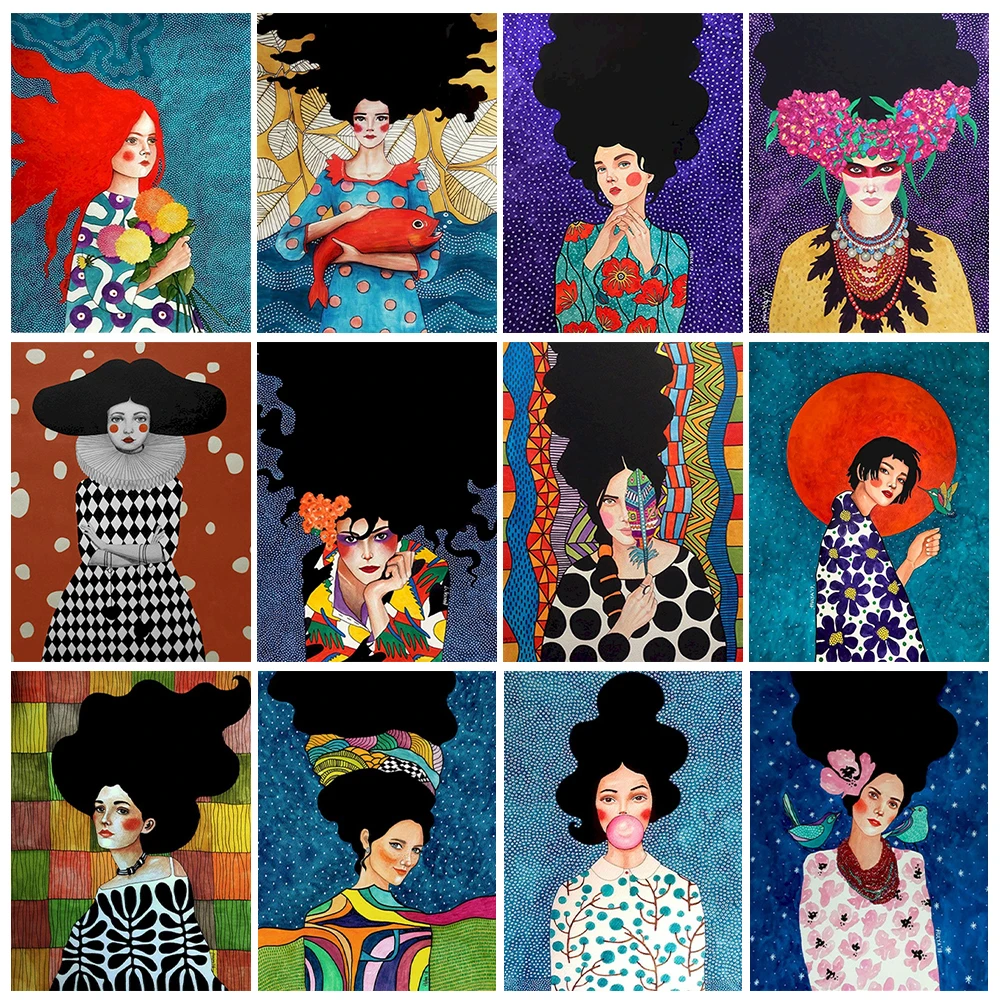 

Девушки DIY цифровая картина маслом красочная ручная роспись домашнее искусство украшение стены простые поделки