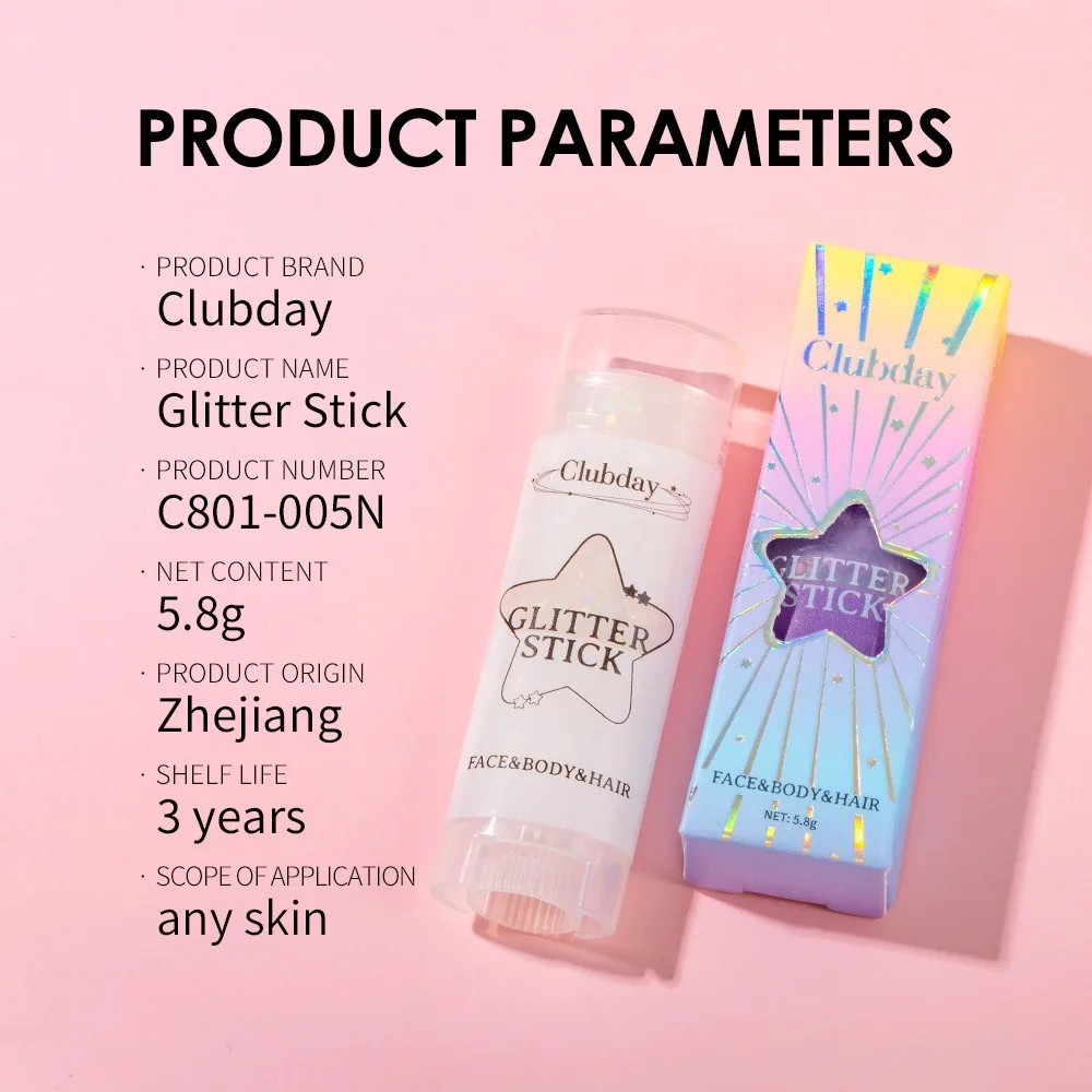 Körper-Glitzer-Gel-Stift Langanhaltender Gesichts- und Haar-Glitzer Pailletten Rosa Lidschatten Schimmer Highlighter Party Make-up Kosmetik – Detail 3