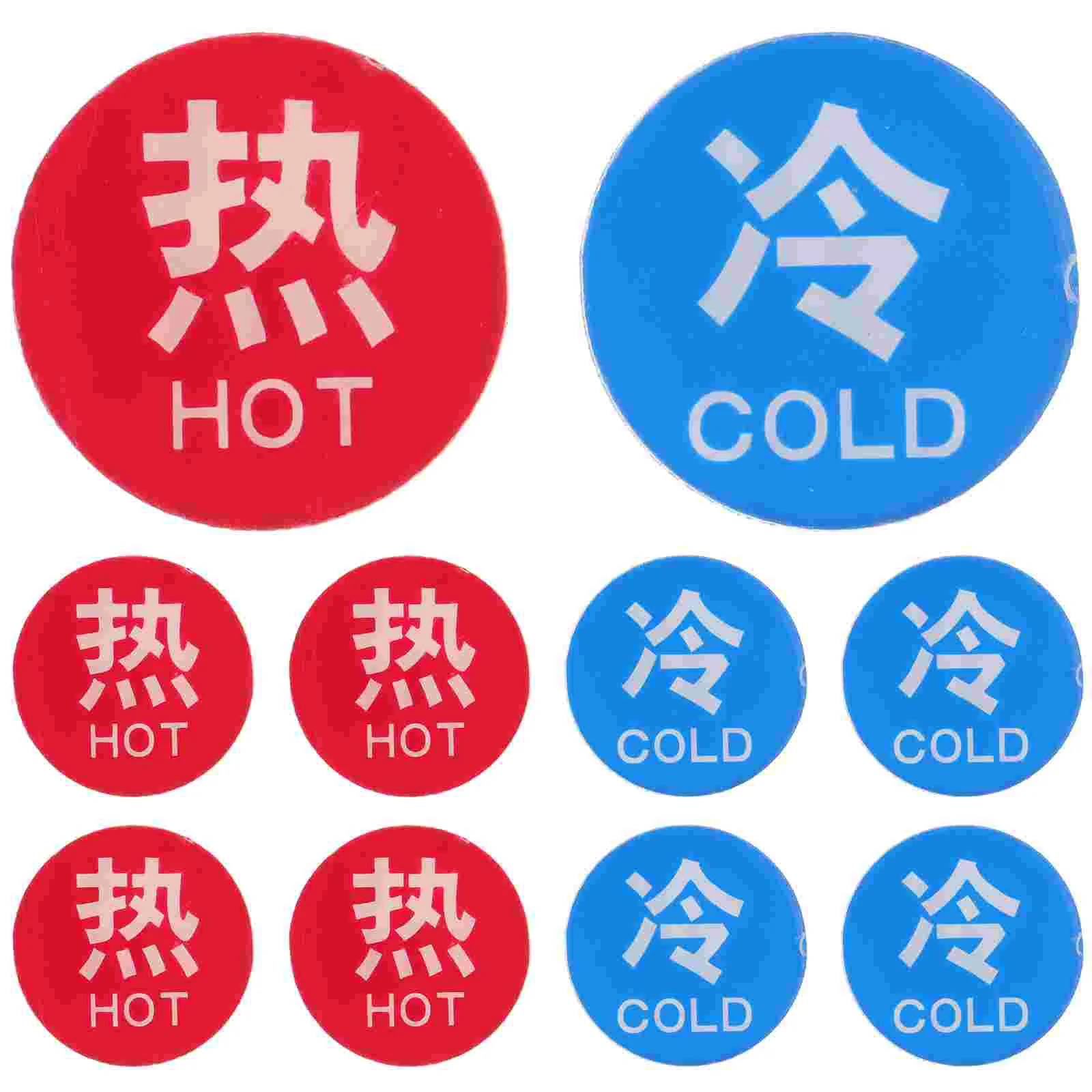 

5 Pairs Warm Reminder Sign Hot and Cold Water Faucet Indicator Stickers Labels for Faucets Hot/ Logo Small