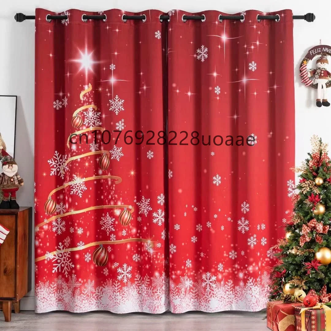 

Snowflakes Christmas Curtains Bedroom Xmas Blackout Curtain Room Darkening Thermal Insulated Grommet Window Drapes Set of 2pcs