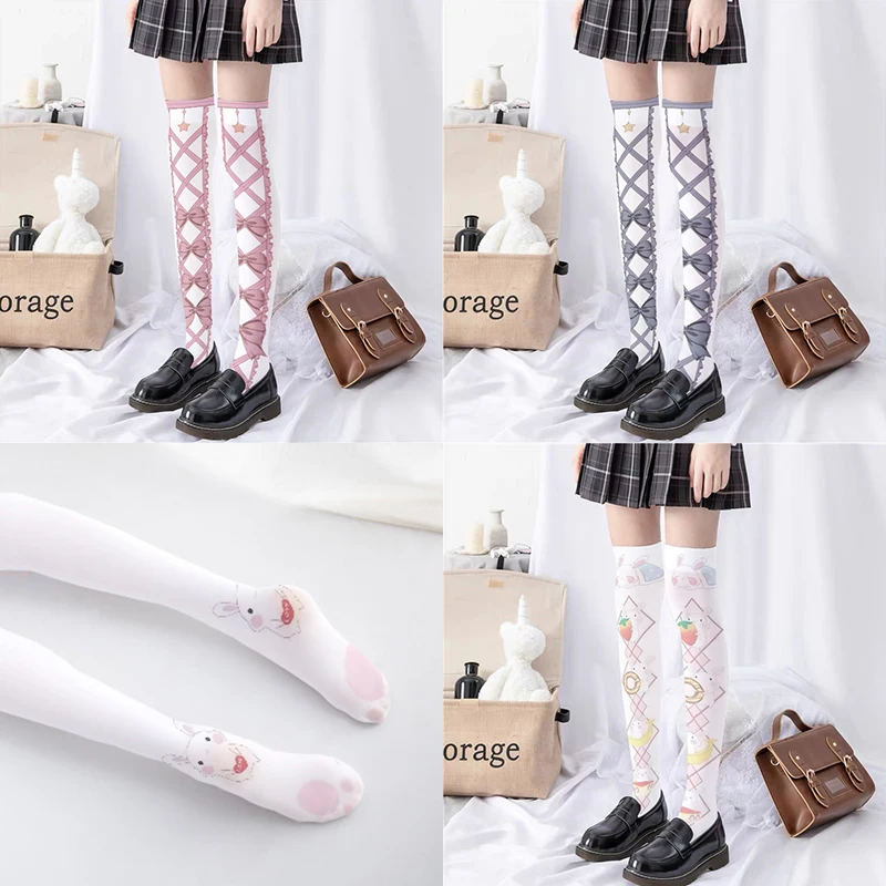 Japanese Sweet Mori Lolita Thigh Stockings Cute Angel Unicorn Kawaii Loli Soft Girl Over The Knee Stockings Halloween Role Play