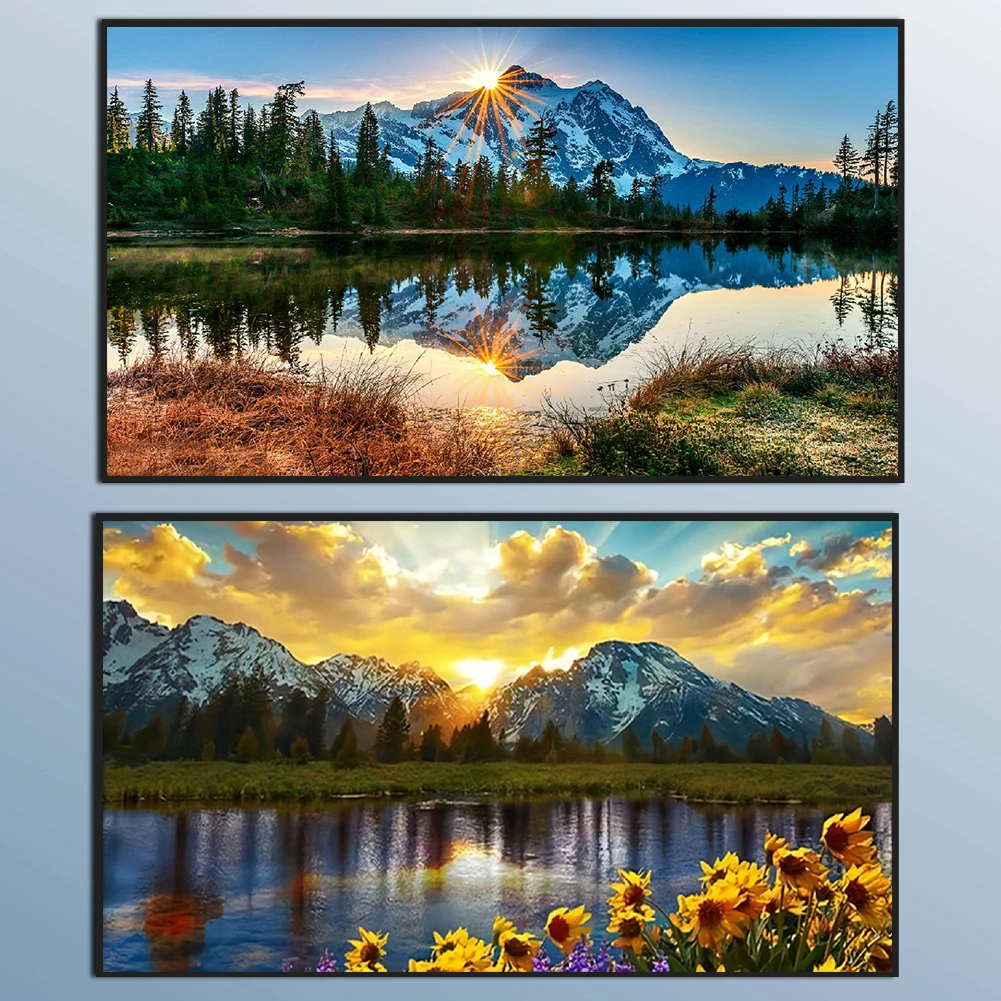 

2pcs Landscape 5D DIY Full Drill Round Diamond Painting Kit Home Decor 70x40cm (A)