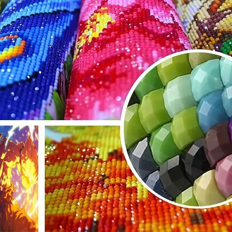 1 szt. Zestaw do malowania diamentami 5D, motyw superbohatera, rękodzieło DIY z kolorowymi kryształkami - żywy wzór płomienia, idealny do dekoracji domu, w zestawie