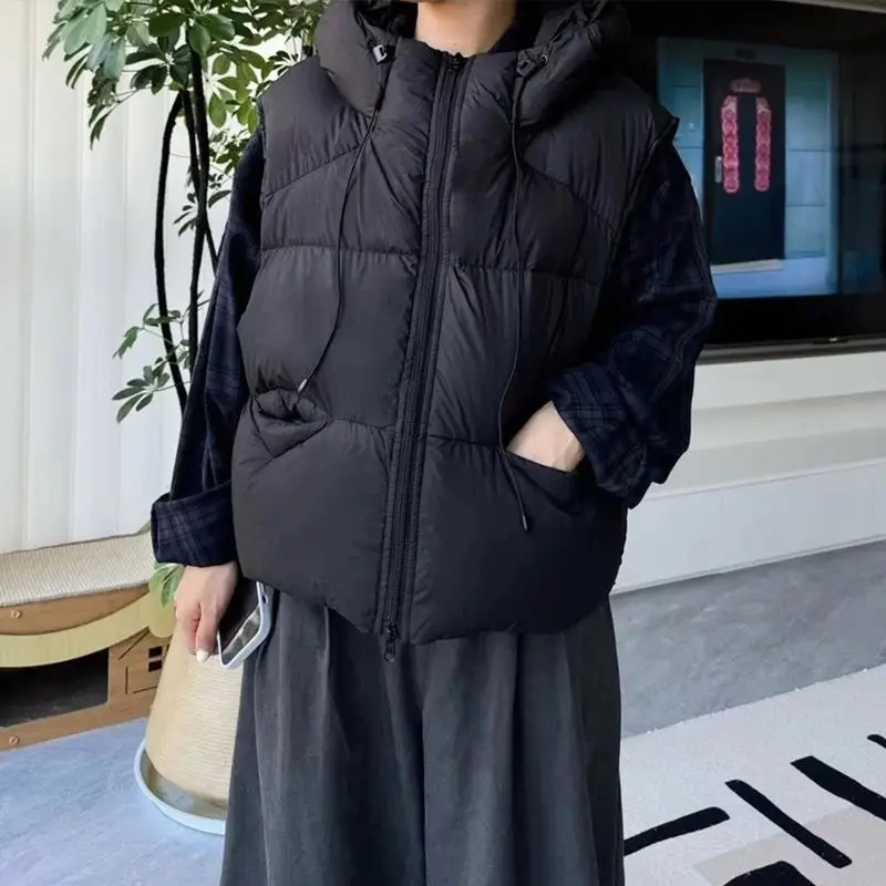 Goose Down Silk Vest Women's Hooded 2025 New Small Short Loose Vest