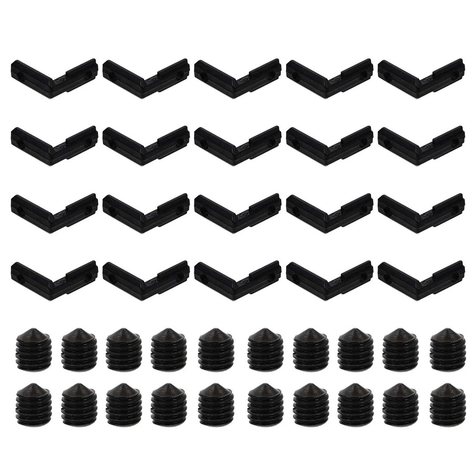 

20pcs 1Set Aluminum Inside Connectors Black For Chairs Bed Frames Tables Shelves Cabinets Corner Angle Brackets Extrusion