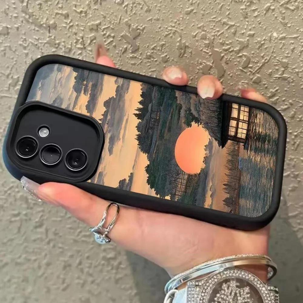 For Samsung Galaxy A73 A72 A71 A56 A55 A54 A53 A52 A51 A50 S 4G 5G Sunset Landscape Painting Silicone Phone Case Protect Cover view 3