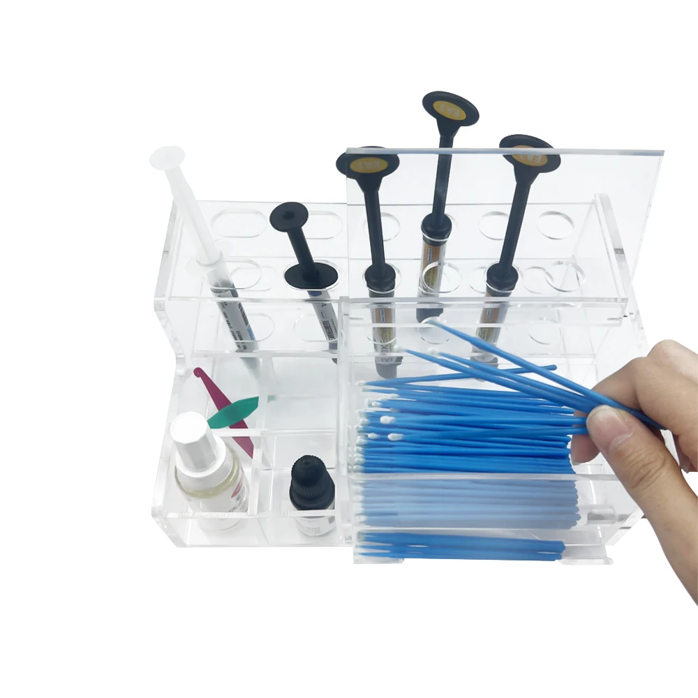 Dental Acrylic Storage Box Dentistry Adhesive Resin Placement Case Syringe Frame Large Organizer Holder For Composite Materials