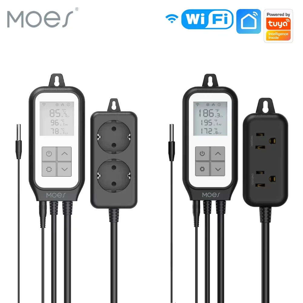 MOES Tuya WIFI EU Plug Smart Heating Cooling Temperature Controller Thermostat Regulator for Greenhouse Home Brewing