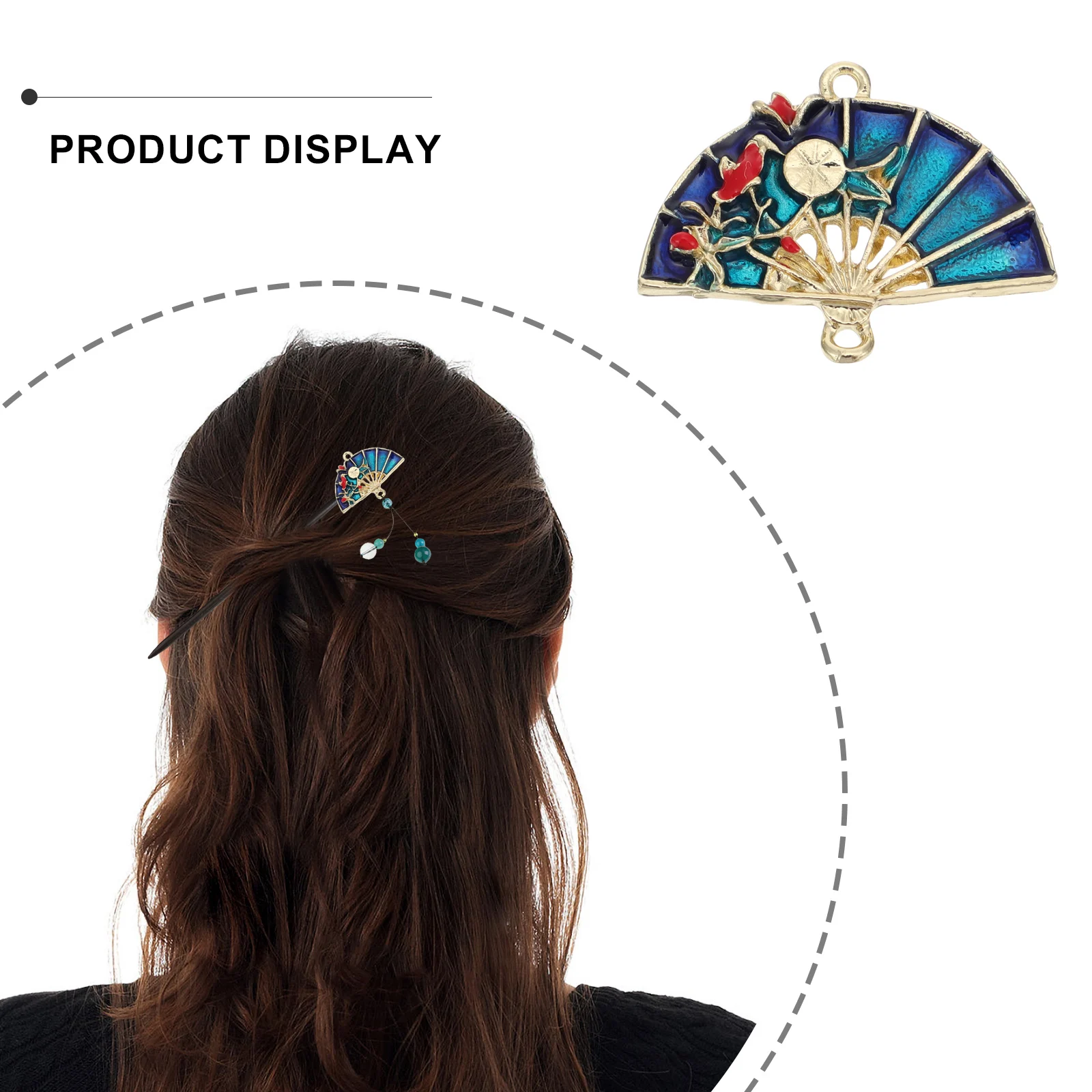 

5pcs Zinc Alloy Hair Crown Hairpin DIY Accessories Stick Charms Chinese Sticks Mini Fan Retro Jewelry Making Supplies