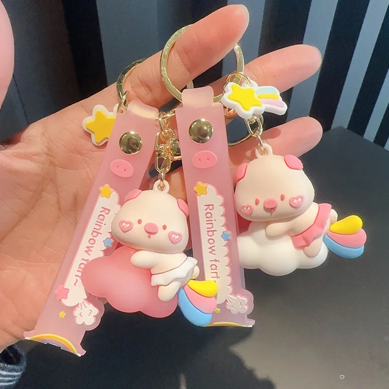 Creative Cartoon Cute Clouds Piggy Doll Keychain Fun Girls Car Keychain Gifts for Festivals and Events Backpack Decoration Chain