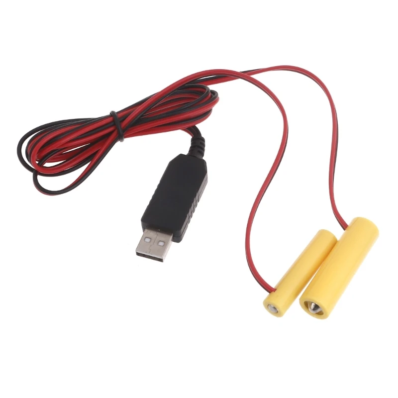 

USB 5V2A to 1.5V Power Supply Battery Adapter Cable Replace 1PC 1.5V AA+1PC AAA Batteris for Clocks Thermometers