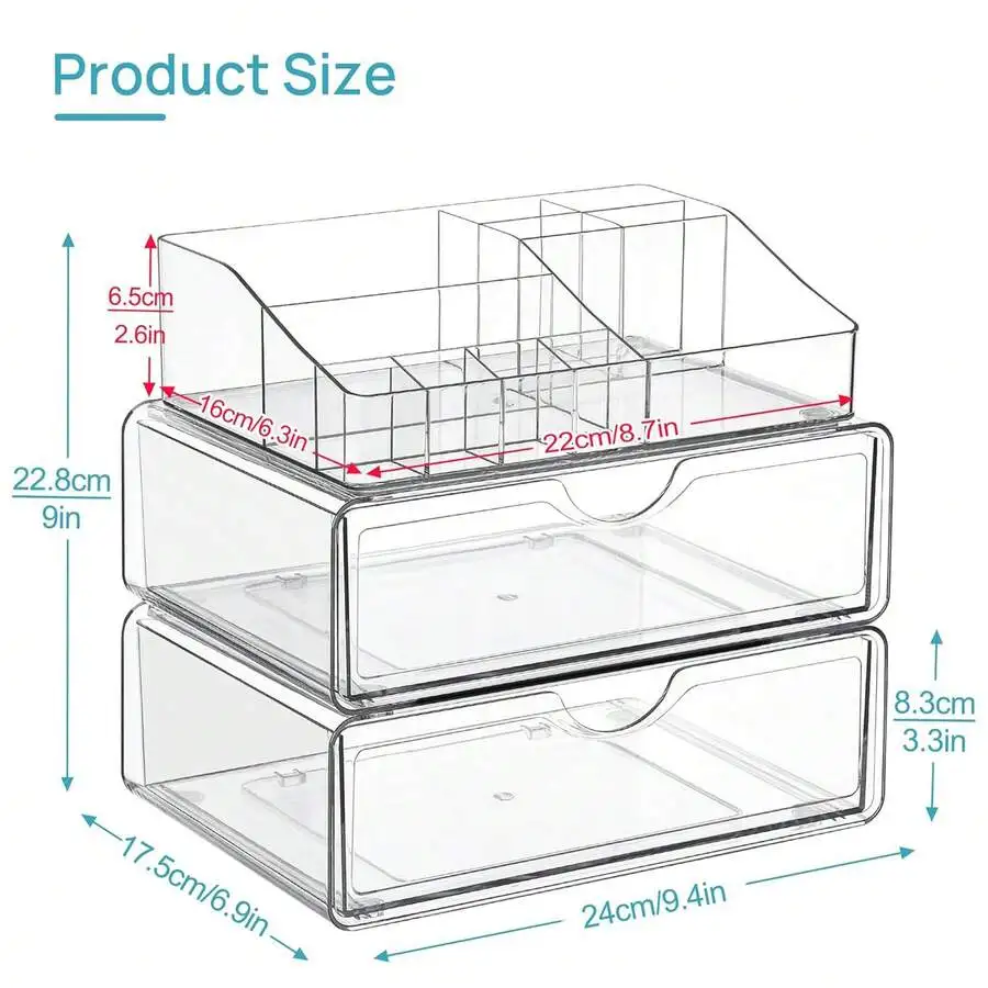 1 Tier/3 Tier Clear Makeup Organizer, Large Skincare Cosmetic Storage For Countertop, Plastic Makeup Holder, Compartmented, Shat