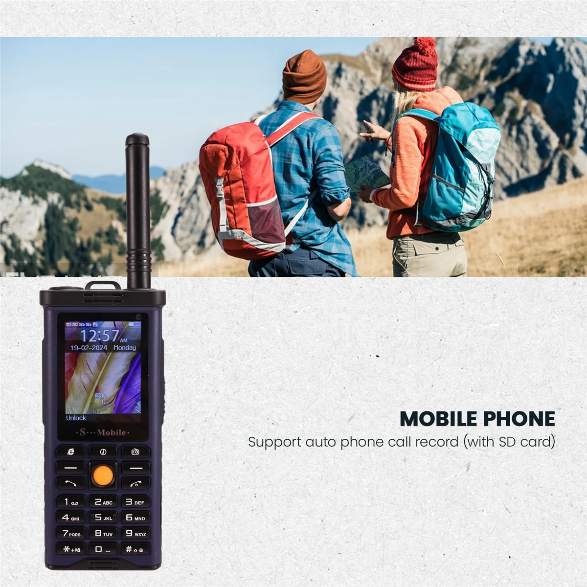 M20K Rugged Outdoor Mobile Phone Big Power Long Standby Antenna Good Signal Four Sim Cards 3D Box Speaker Ebook -Dark Blue