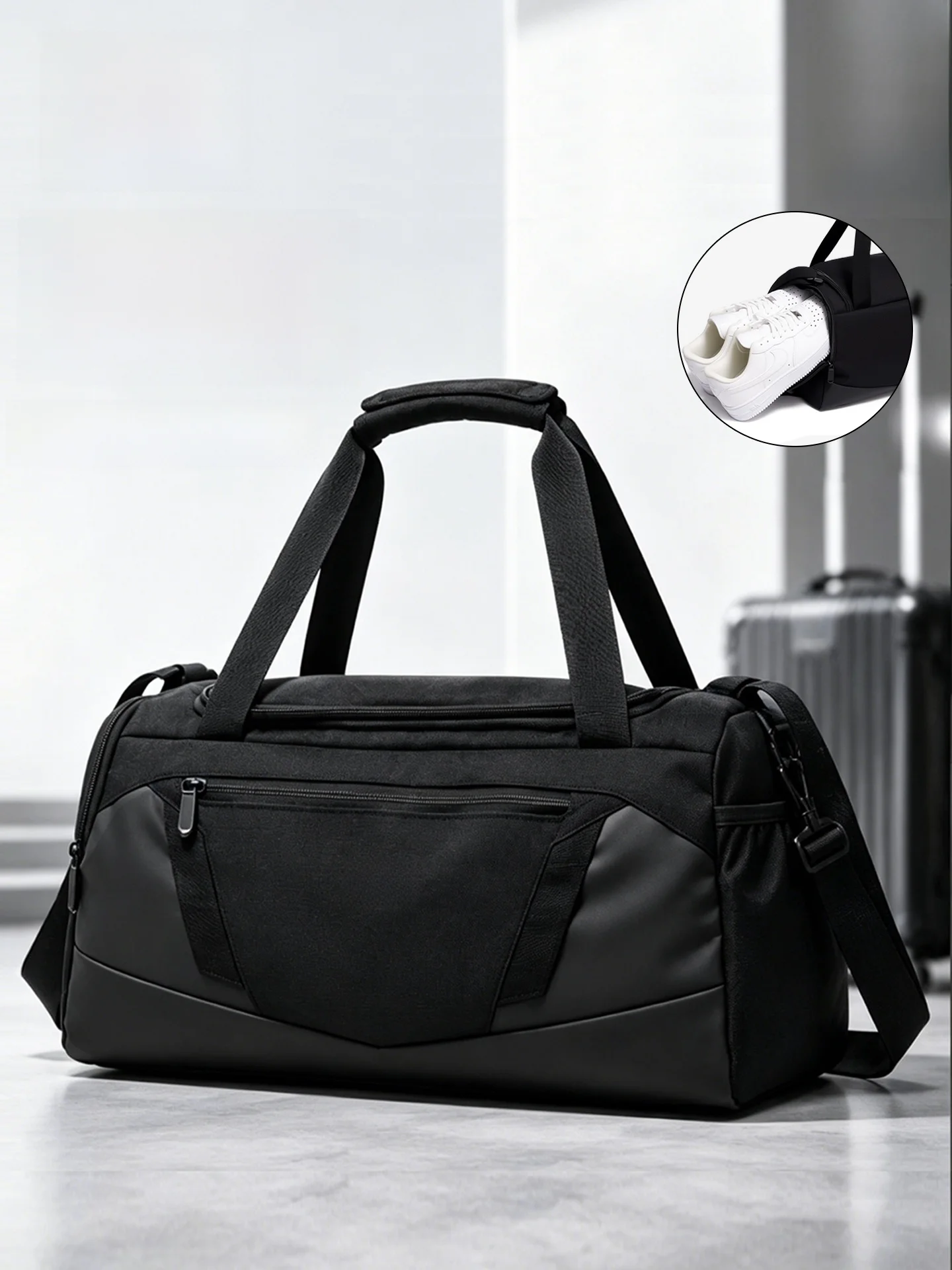 361-degree-men's-short-trip-lightweight-large-capacity-fitness-bag-wet-and-dry-separation-handheld-travel-bag-luggage-bag