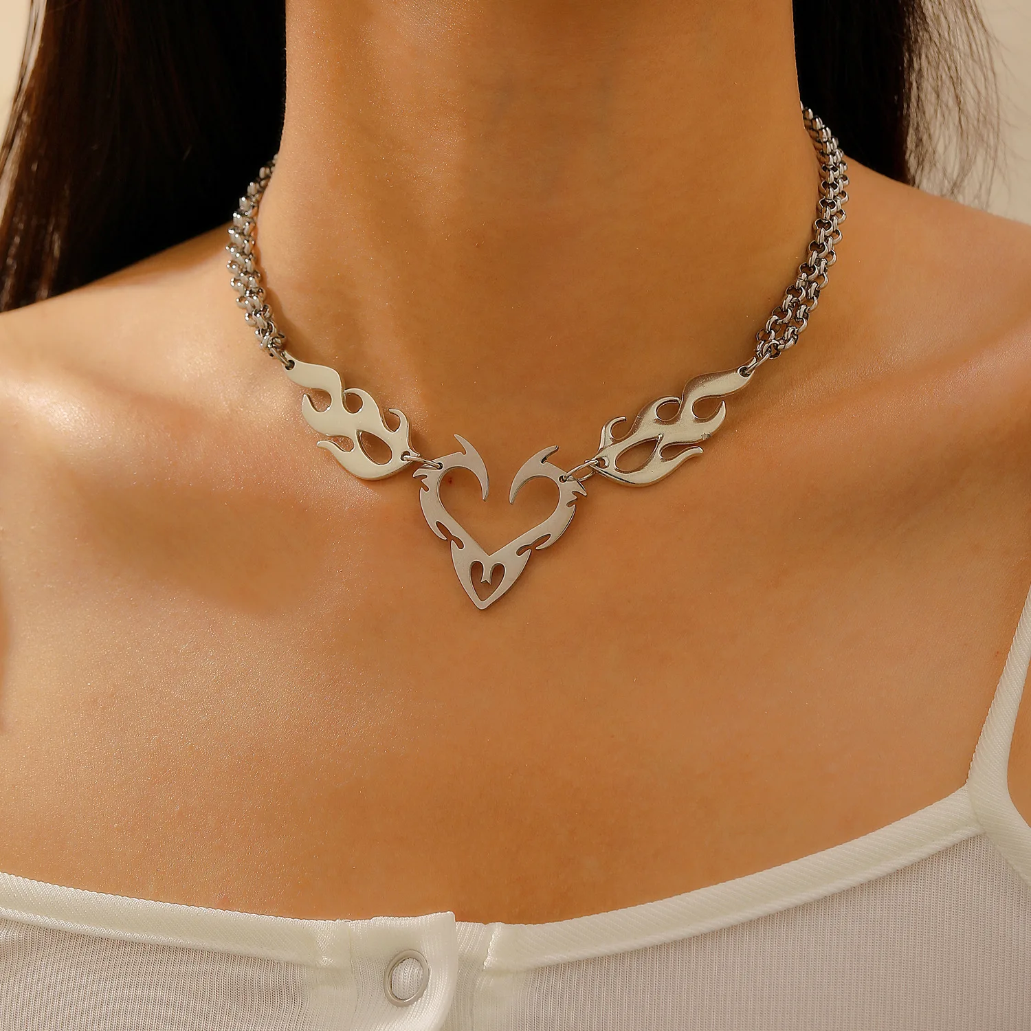 فاسق القلب لهب قلادة خمر جوفاء التدريجي لهب الطوطم سحر المختنق سلاسل مجوهرات شخصية الإكسسوارات هدايا للأصدقاء #1