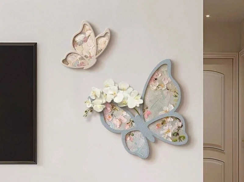 

DSA cream wind TV background wall decorative painting butterfly restaurant high-end hanging painting restaurant painting