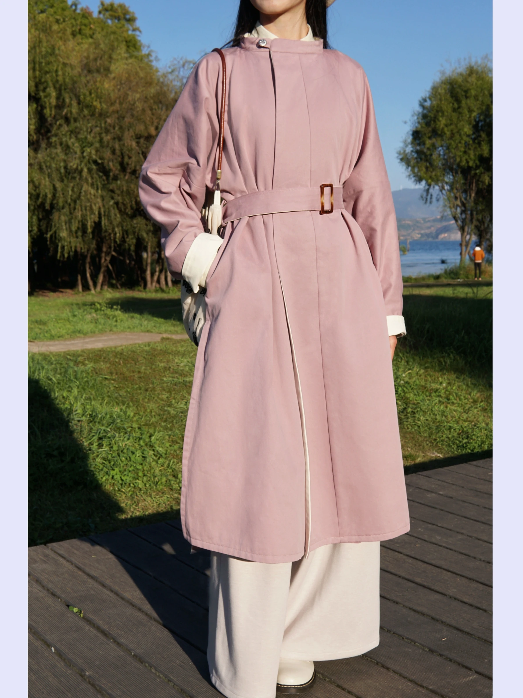 

Pure Cotton Long round Ne Robe Tang Dynas Hanfu Spring Autumn Winter Daily Wear with ket Waist Belt Women's Clothing