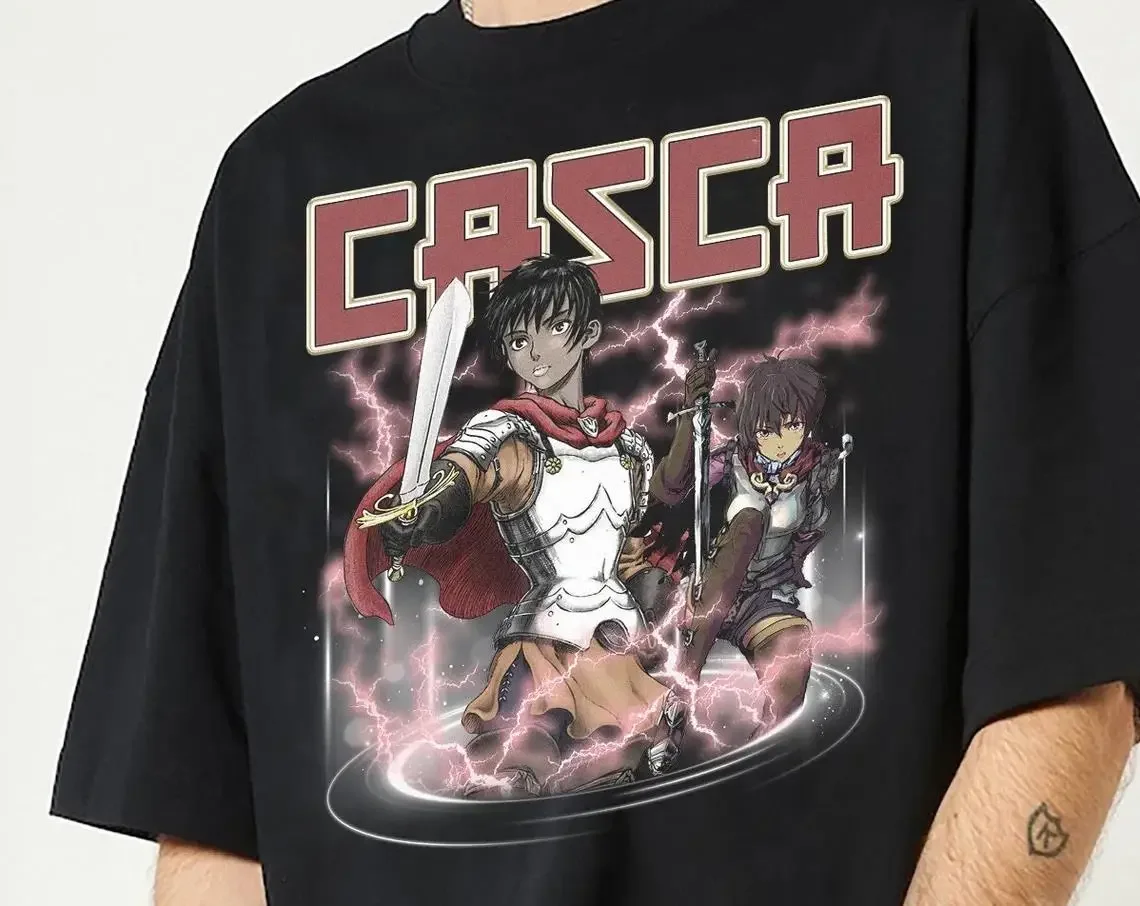 كاسكا هائج خمر تي شيرت Berserk خمر قميص أنيمي 90s الجرافيك المحملة أنيمي خمر تي شيرت