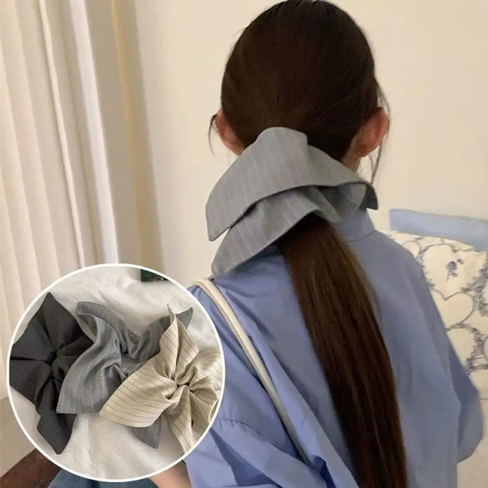 

Striped Fabric Square Scarf Grey Alloy Love Large Intestine Hair Rope Beige Scrunchie Elastic Big Hair Tie Hair Accessories
