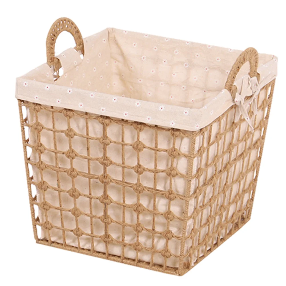 Hemp Rope Woven Laundry Basket Small Size Large Capacity For Bathroom Bedroom Kitchen Closet Storage Clothes Organizer Household