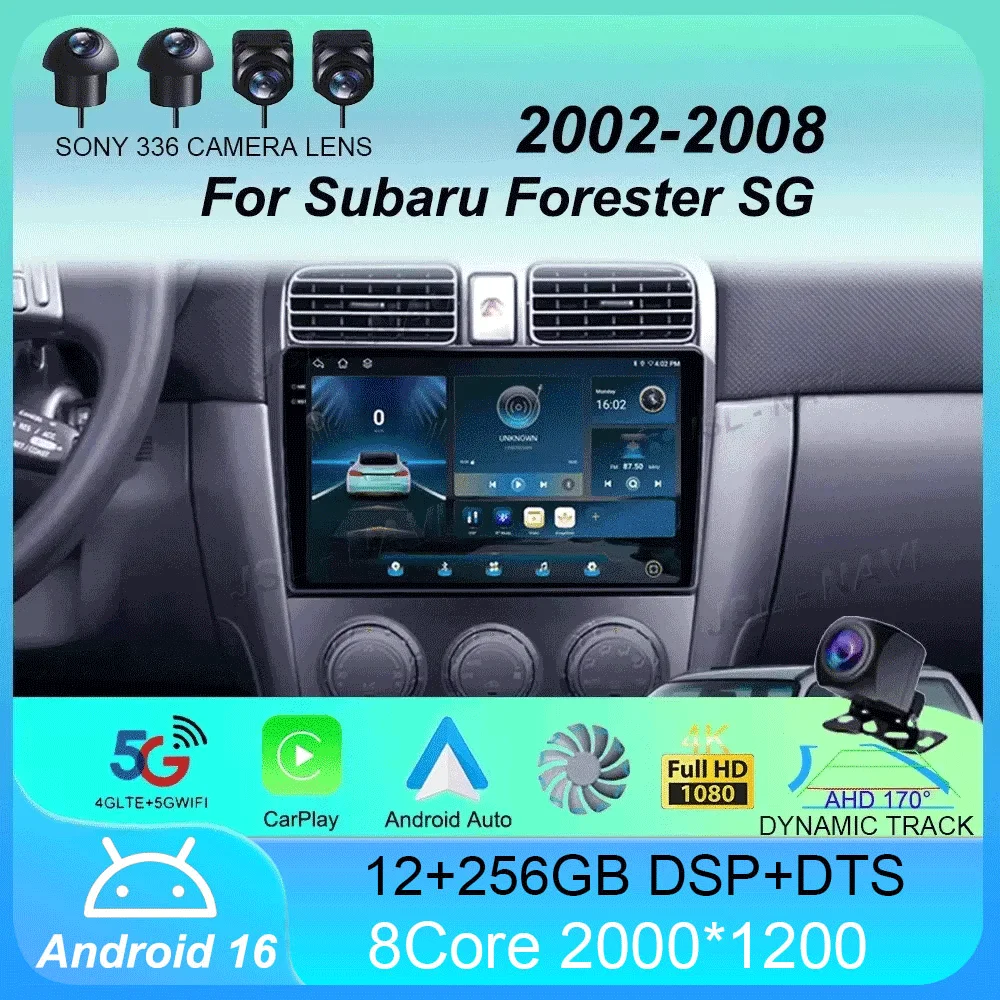 

Автомагнитола Android 16 с Carplay и Auto, 2K экран, мультимедийный плеер для Subaru Forester SG 2002-2008, DSP, стерео-головное устройство