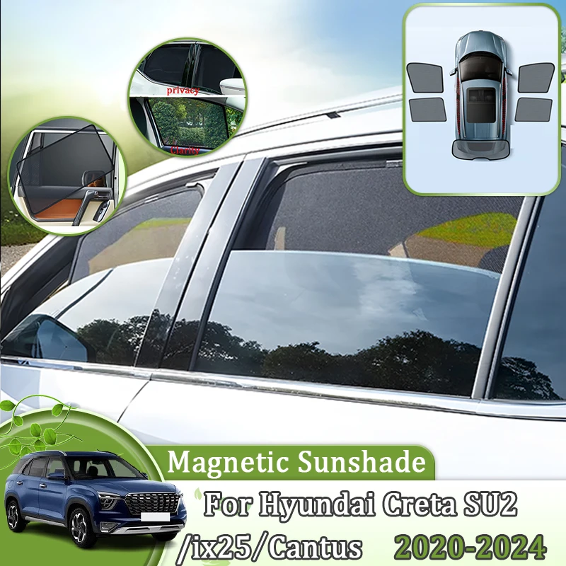 

Magnetic Sunshades Sun For Hyundai Creta SU2 MK2 2020-2024 Side Window Anti-UV Protection Visors Privacy Shield Part Accessories