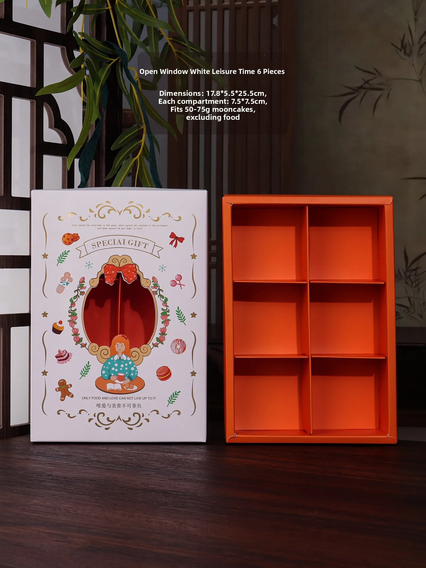 

Портативная коробка для лунного пирога с открытием окна, 6 шт., 4 id, золотой шов, подарочная коробка для фестиваля середины осени, ручная коробка для белого печенья