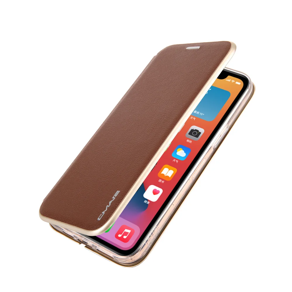 CMAI2 Luxury Plain Leather Case for iPhone 14 Pro Max 7G 8G XR XS Max 11 Pro 12 13 Mini 14 Plus Magnetic Flip Cover