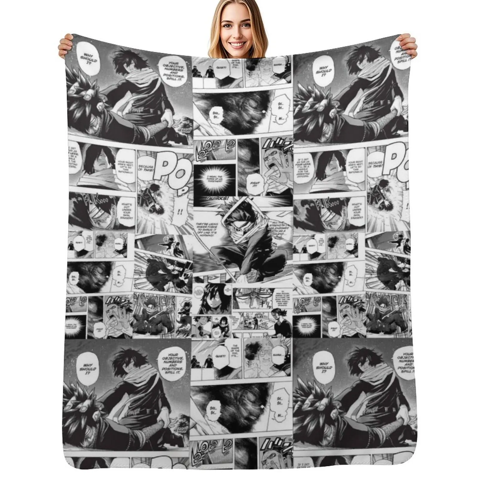 

Aizawa manga panel Throw Blanket Soft Solid Color Blanket for Couch Bed