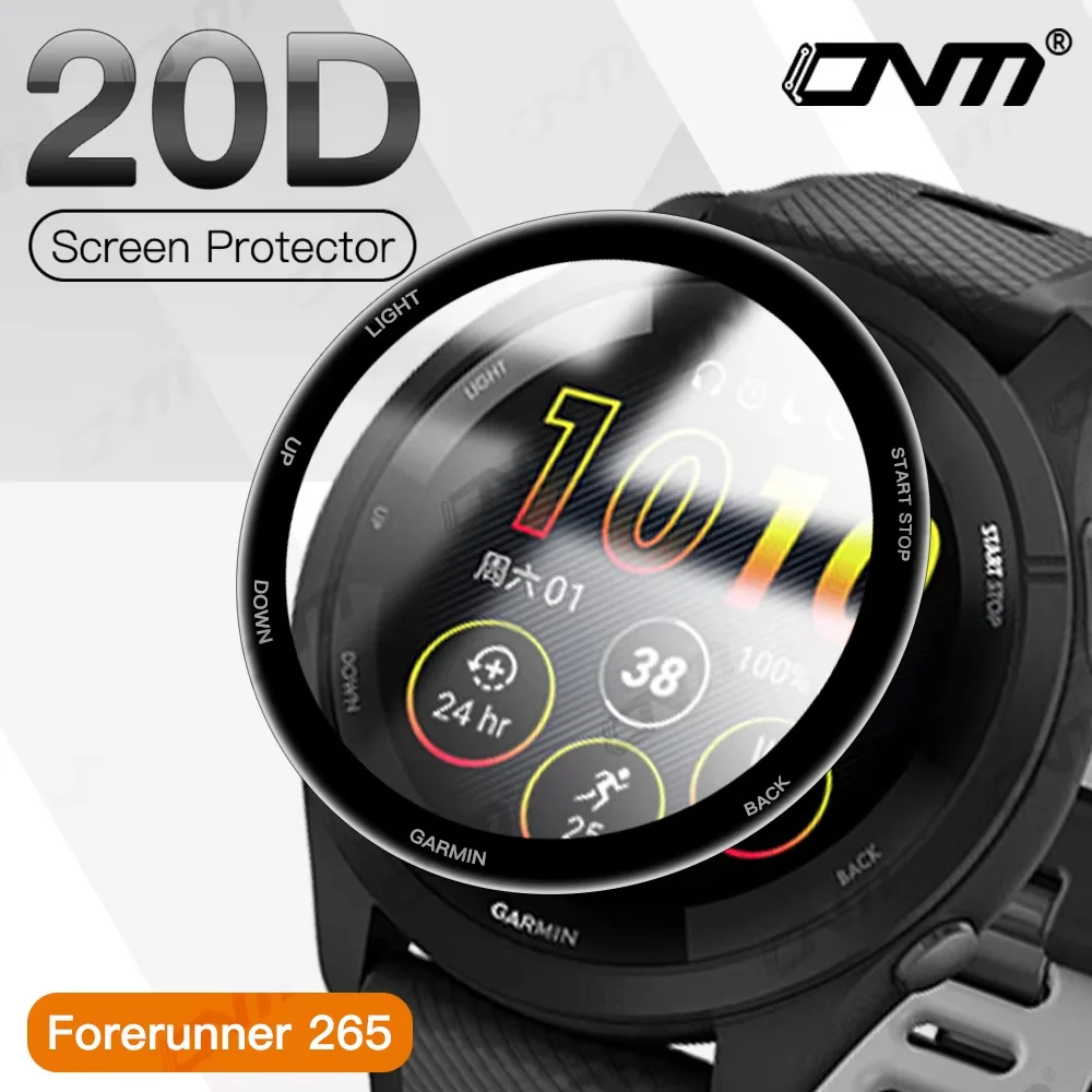 ฟิล์มป้องกันหน้าจอ20D สำหรับ Garmin Forerunner 965 265 265S ยืดหยุ่นได้ป้องกันรอยขีดข่วนสำหรับฟิล์มปกป้องเต็มรูปแบบ965 Garmin