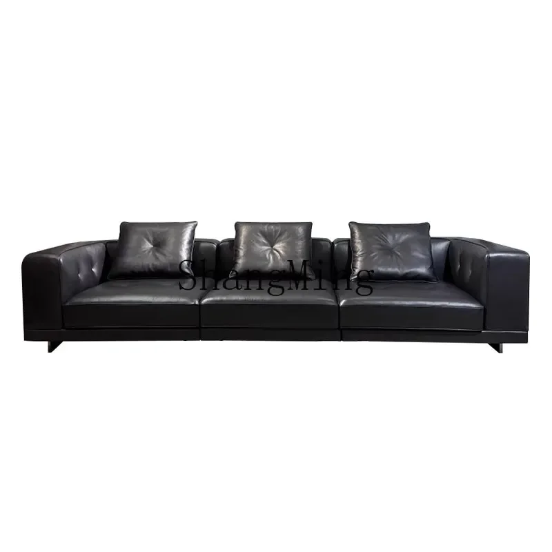 

ZZJ simple and fashionable leather sofa home small apartment living room first layer cowhide comfortable straight row sofa