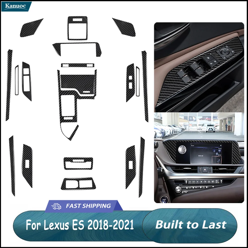 

For Lexus ES 250 300 350 260 2018-2021 Imitation Carbon Fiber Black Stickers Cover Car Interior Decorative Accessories