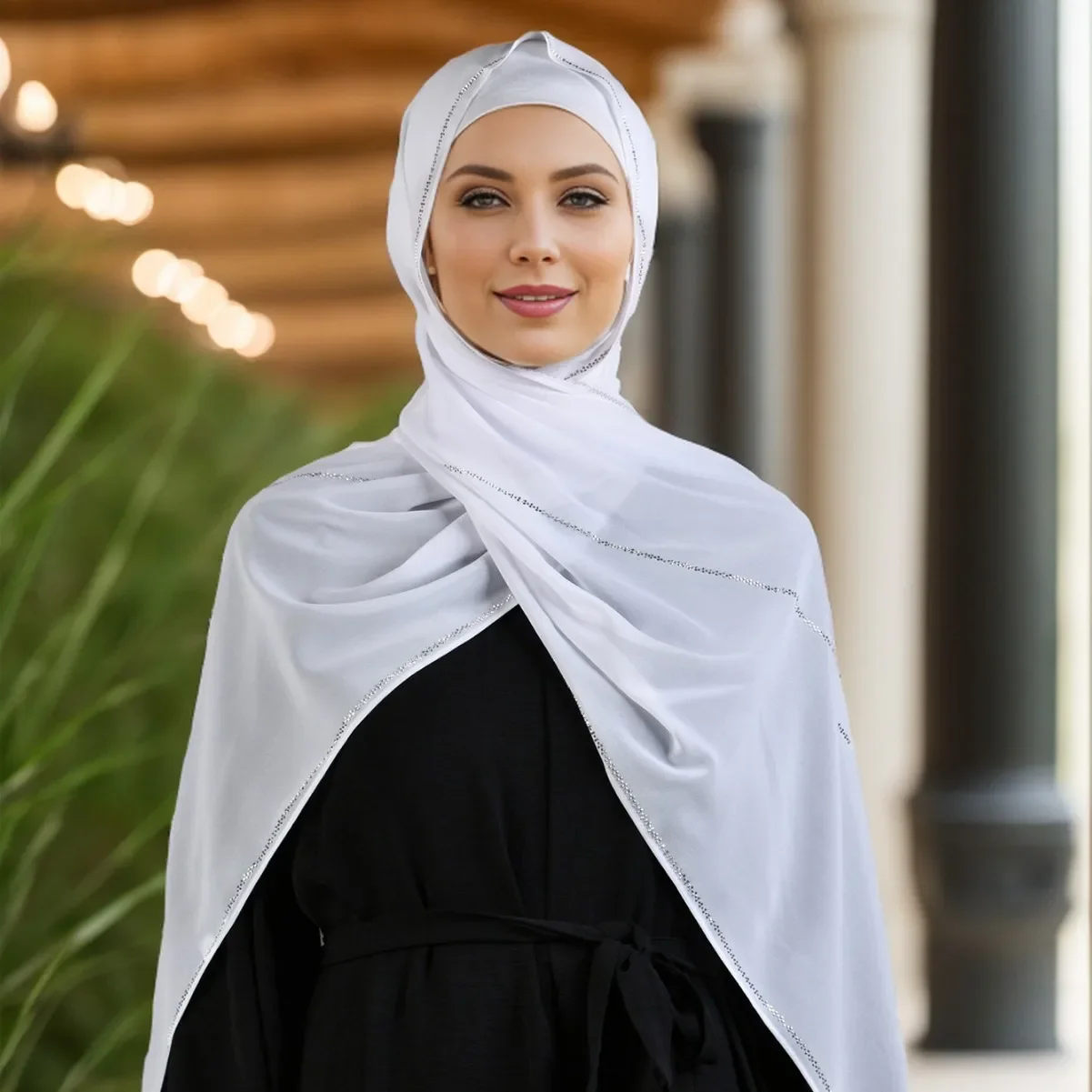 

New Solid Color Pearl Chiffon Diamond Scarf Muslim Hijab Headscarf Women Head Wrap Shawl Bandanas Bufanda Foulard Turbante Mujer