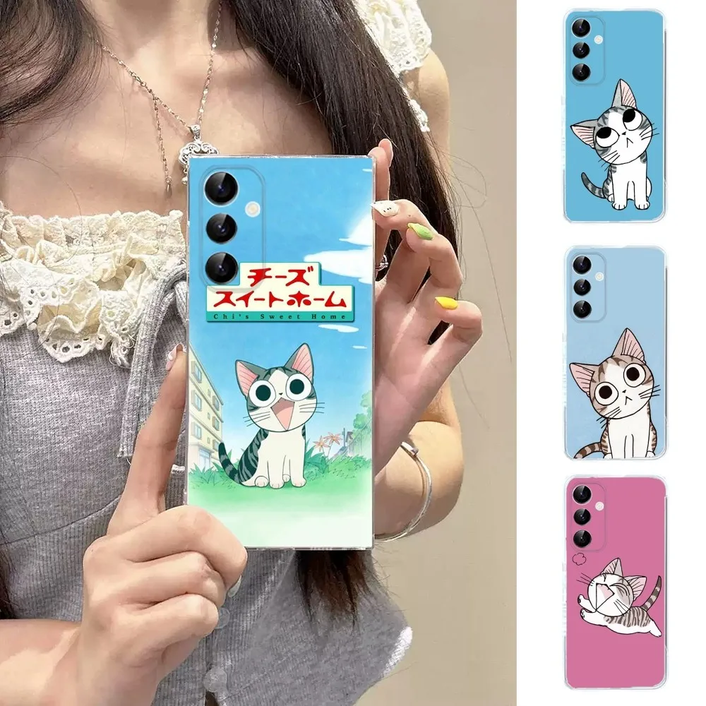 

C-Chi Cat S-Sweet Home Phone Case For Samsung Galaxy A71,70,52,51,40,31,A50,30S,21S,Note20ultra Transparent Cover