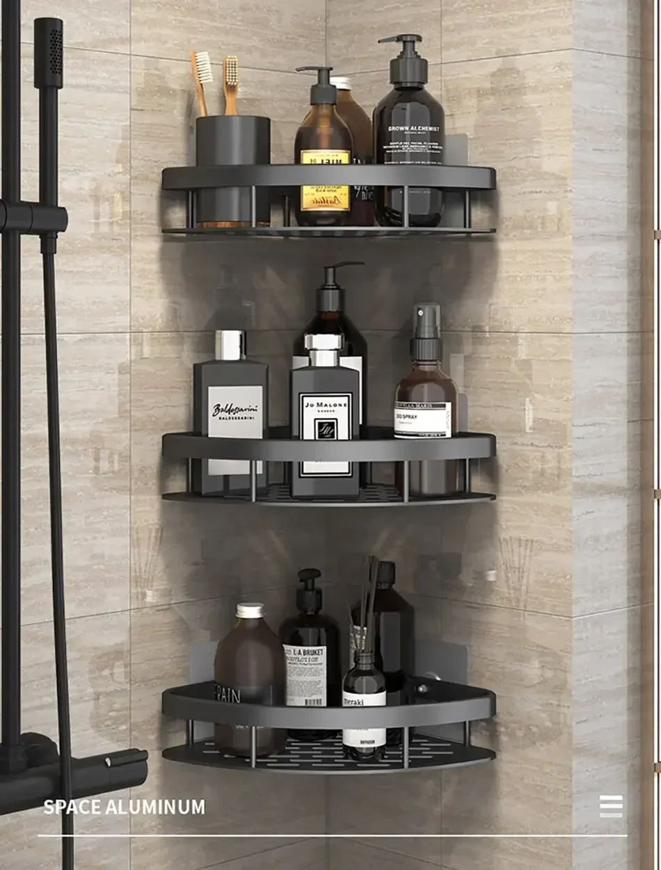 Bathroom Storage Rack No Drill Shelves Wall Mount Corner Shelf Shower Holder For WC Shampoo Organizer Bathroom Accessories