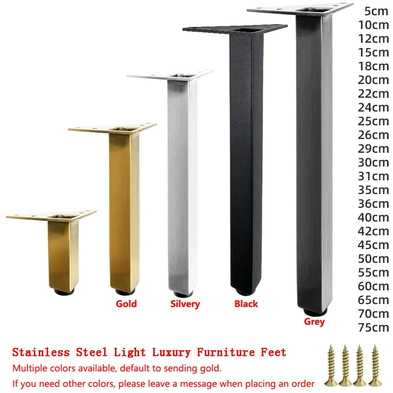 

Stainless Steel Furniture Legs Support Frame Light Luxury Sofa/Bed/Table Leg Cabinet Foot 5-75cm Gold/Black/Silver/Grey Optional