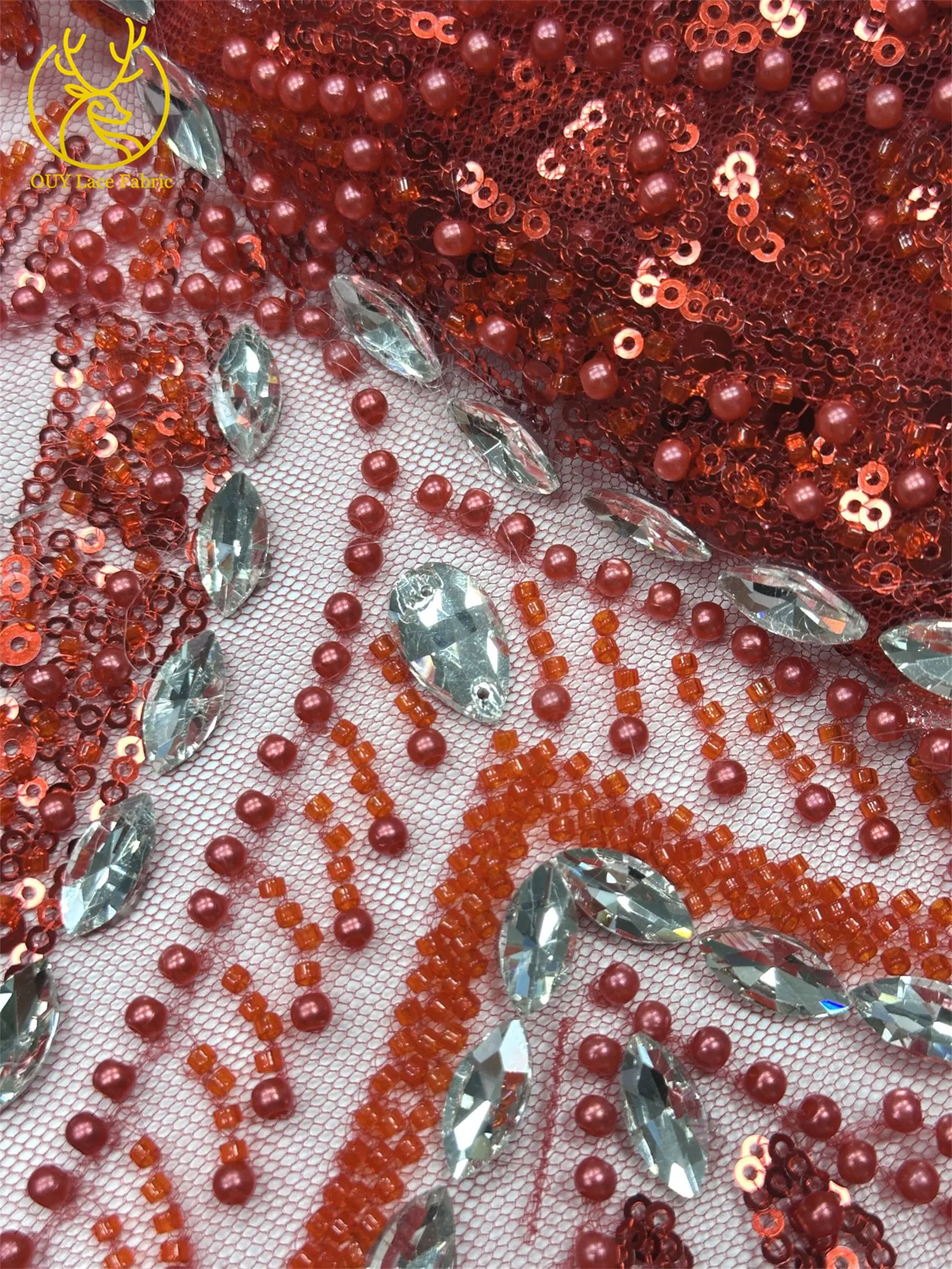2026 Neues Design Afrikanischer Perlen-Diamant-Spitzenstoff Französischer Nigerianischer Pailletten-Tüll für Damen Partykleid Dekoration Nähen – Detail 31
