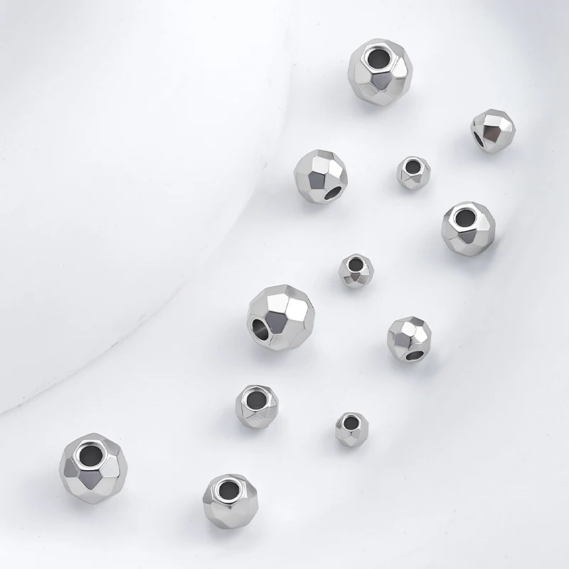 20개 스테인리스 스틸 참 3-6mm 라운드 볼 스페이서 비즈 쥬얼리 제작 재료 DIY 공예 팔찌 목걸이 용품