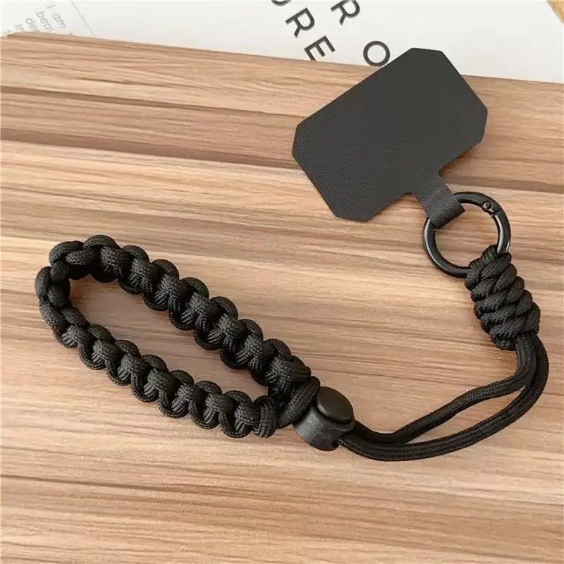 Short Sports Phone Charm Wrist Strap Adjustable Black Green Woven Sturdy Lanyard European Travel Anti-Theft Anti-robbery Keycord